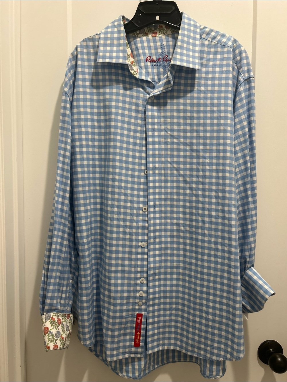 Robert Graham Light Blue and White Gingham Button-Down Shirt